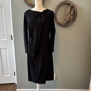 Armani Collezioni Black Asymmetrical Long Sleeve Sheath Dress size 14